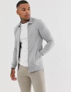 Asos Design Muscle Harrington Jersey Jacket In Gray Marl