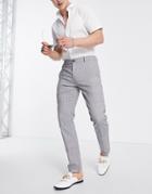 River Island Slim Smart Trousers In Grey Check-gray