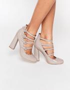 London Rebel Strappy Heeled Shoes - Gray