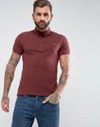 Farah Merriweather Slim Fit Pique Polo Shirt In Burgundy - Red