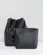 Lamoda Black Shoulder Bag With Detachable Cross Body - Black