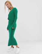 Asos Design Two-piece Chunky Midi Skirt In Eco Yarn - Green