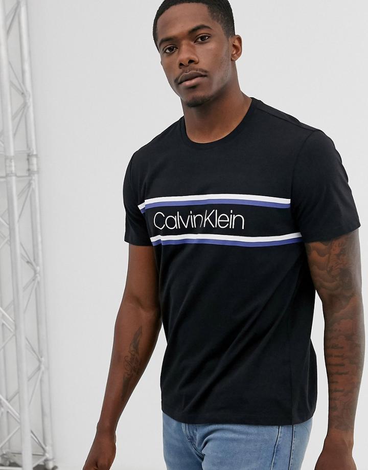 Calvin Klein Double Stripe T-shirt In Black