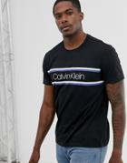 Calvin Klein Double Stripe T-shirt In Black