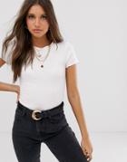 New Look Shirred Crop Tee In White - White
