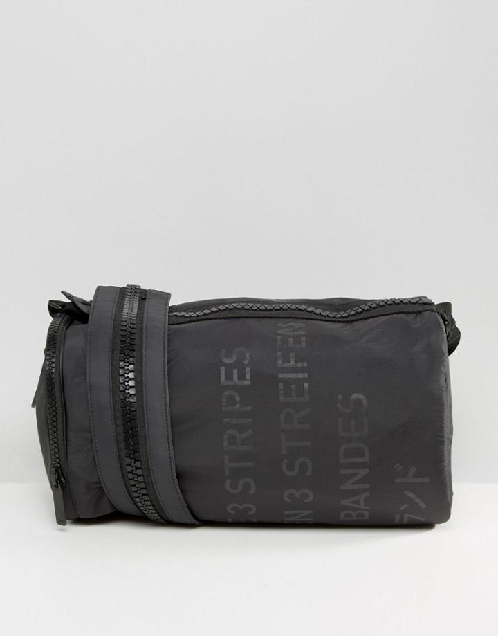 Adidas Originals 3 Stripes Duffle Bag With Chunky Zip Strap - Black