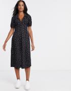 Asos Design Ultimate Midi Tea Dress In Polka Dot-black