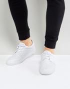 Asos Lace Up Sneakers In White With Perforated Detail - White