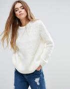 First & I Front Pocket Knitted Sweater - Cream