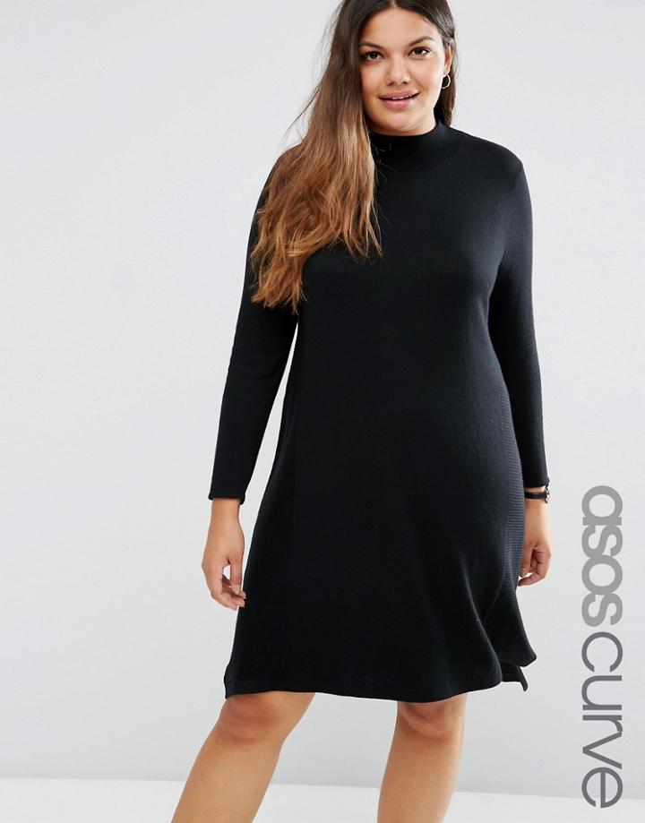 Asos Curve Tunic Dress In Cashmere Mix - Black