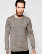 Asos Merino Wool Crew Neck Sweater In Brown - Brown Twist