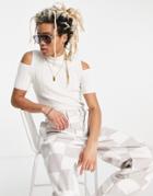 Asos Design Muscle Fit Short Sleeve Rib T-shirt With Cap Sleeves In White