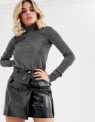 Vestire Pulp Fiction Glitter Long Sleeve Top - Silver