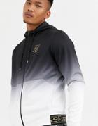 Siksilk Zip Thru Hoodie In Faded Black