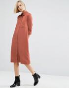 Asos Casual Midi Shirt Dress - Orange