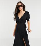 The Frolic Exclusive Beach Wrap Dress In Black