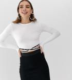 Collusion Elastic Cut Out Long Sleeve Top - White