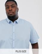 Jack & Jones Originals Cotton Stretch Short Sleeve Shirt In Light Blue