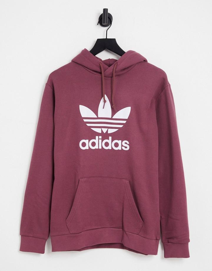 Adidas Originals Adicolor Large Logo Hoodie In Quiet Crimson-purple