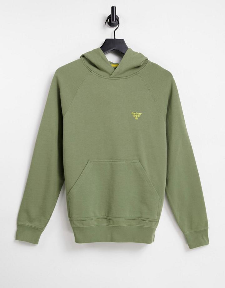 Barbour Beacon Small Logo Hoodie In Khaki-green