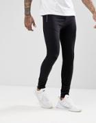 Asos Super Skinny Joggers With Rose Gold Zip Pockets In Black - Black