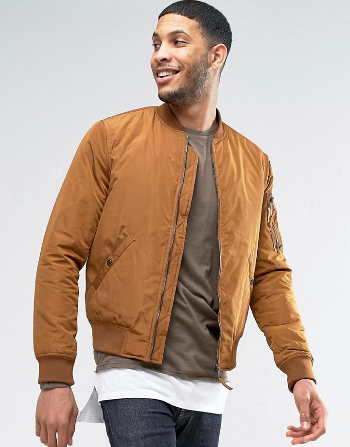 New Look Ma1 Bomber In Tan - Beige
