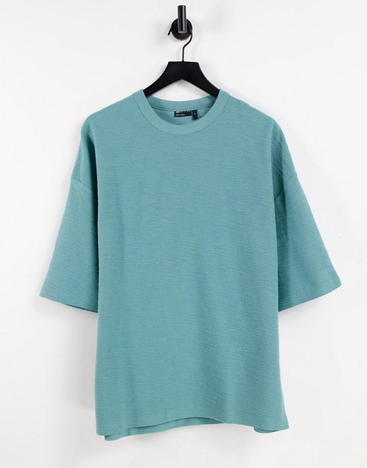 Asos Design Oversized Slub T-shirt In Blue-blues
