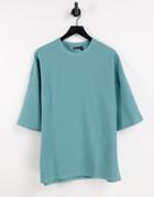 Asos Design Oversized Slub T-shirt In Blue-blues