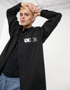 Asos Design Extreme Oversized Shirt In Black With Holographic Back Print