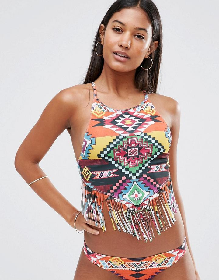 Jaded London Fringed Bikini Top - Multi
