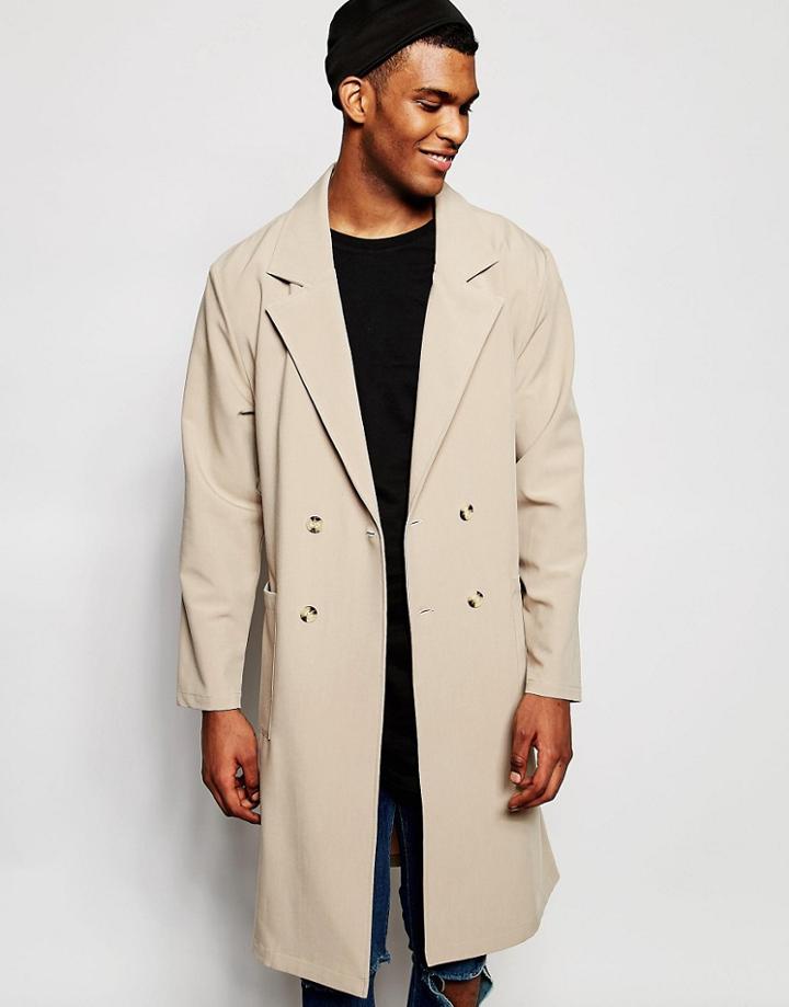 Reclaimed Vintage Drapey Duster Jacket - Stone