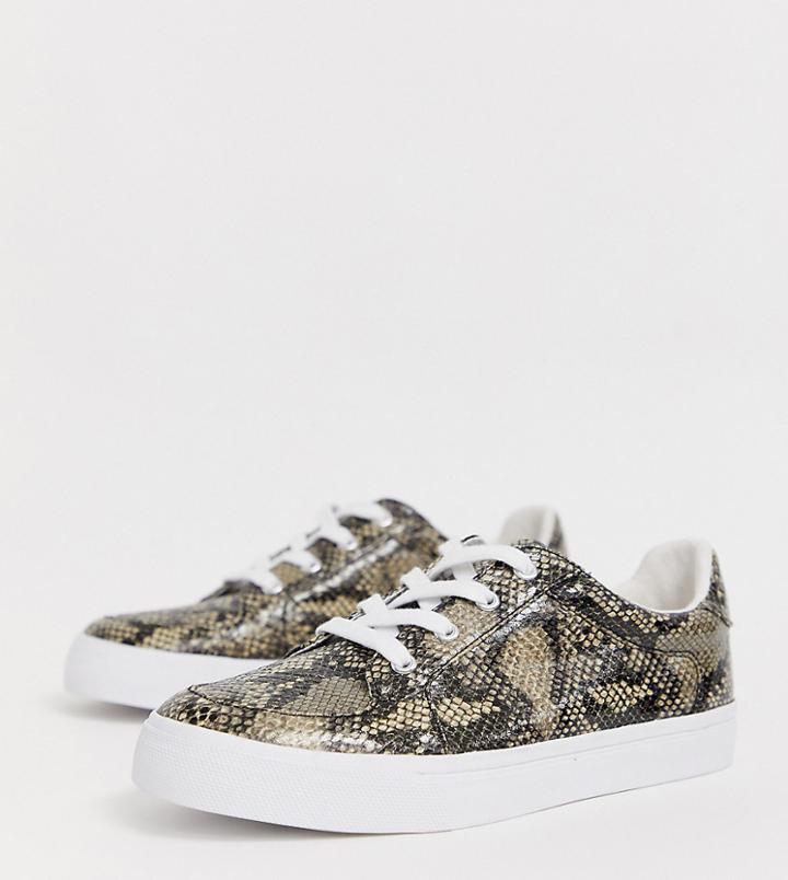 Asos Design Wide Fit Value Sneakers In Snake - Multi