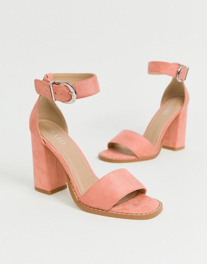 Raid Fleur Blush Block Heeled Sandals - Beige
