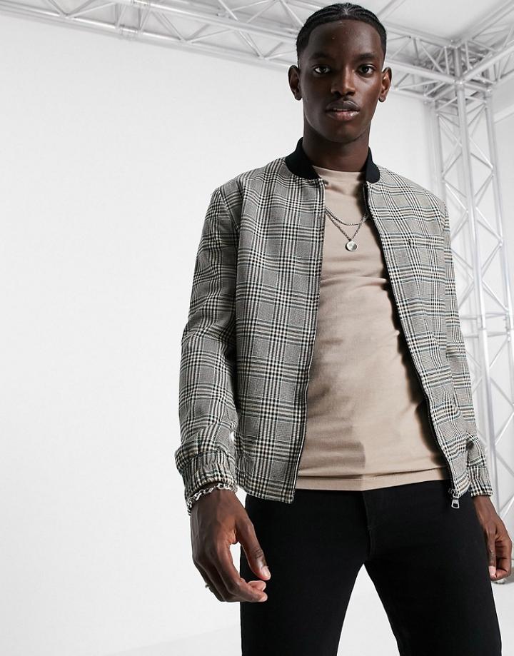 Devils Advocate Multi Check Bomber Jacket - Part Of A Set-grey