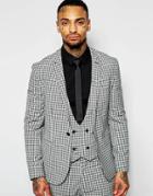 Religion Check Suit Jacket In Skinny Fit - Charcoal