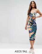 Asos Tall Tropical Bandeau Bow Midi Dress - Green