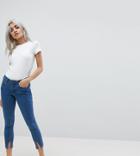 Noisy May Petite Split Hem Skinny Jean - Blue