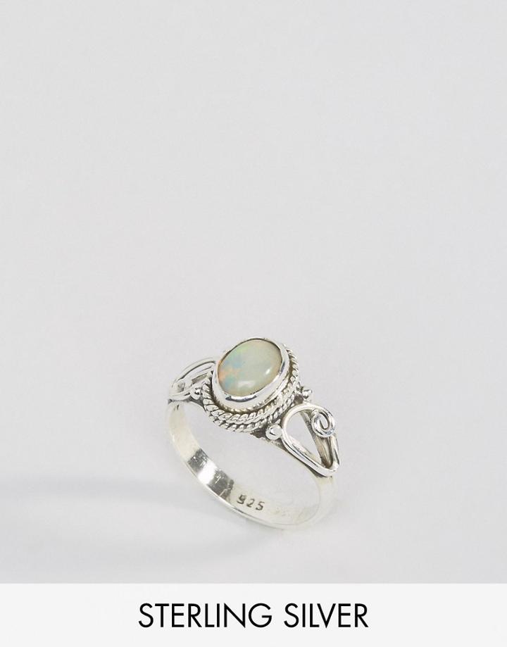 Rock N Rose October Opal Birthstone Ring - Silver