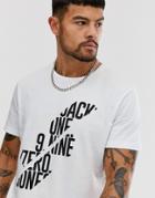Jack & Jones Core Printed Longline T-shirt In White - White