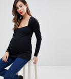 Asos Design Maternity Top With Sweetheart Neckline - Black