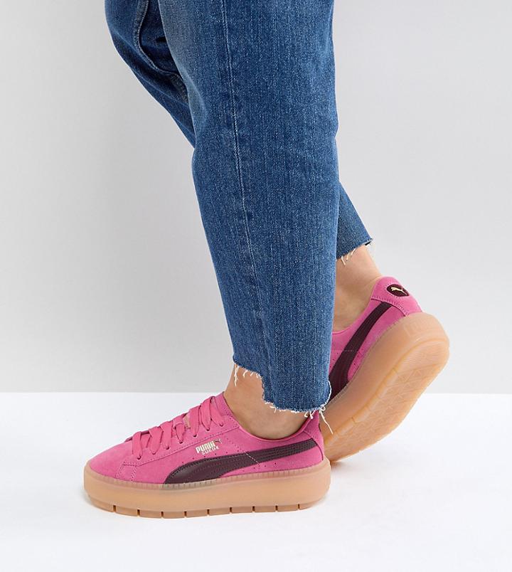 Puma Trace Platform Sneakers In Pink And Black - Pink