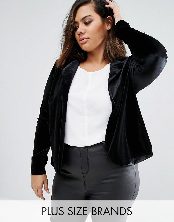 Club L Plus Velvet Blazer - Black