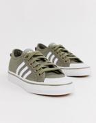 Adidas Originals Khaki And White Nizza Sneakers - Green