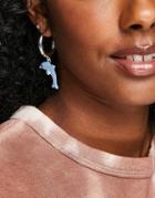 Monki Dolphin Hoop Earrings In Silver