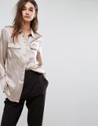 Gestuz Effie Silk Sateen Shirt - Cream