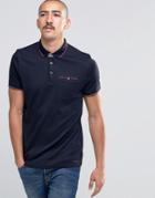Ted Baker Jersey Polo Shirt With Tipping - Navy