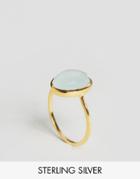 Carrie Elizabeth Aquamarine Semi Precious Stone Ring - Gold