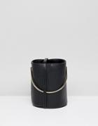 Mango Round Bucket Bag With Metal Handle - Black