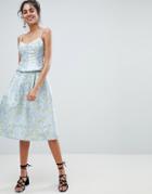 Oasis Floral Print Jacquard Midi Skirt - Multi