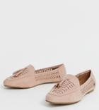New Look Wide Fit Woven Loafer In Nude - Tan